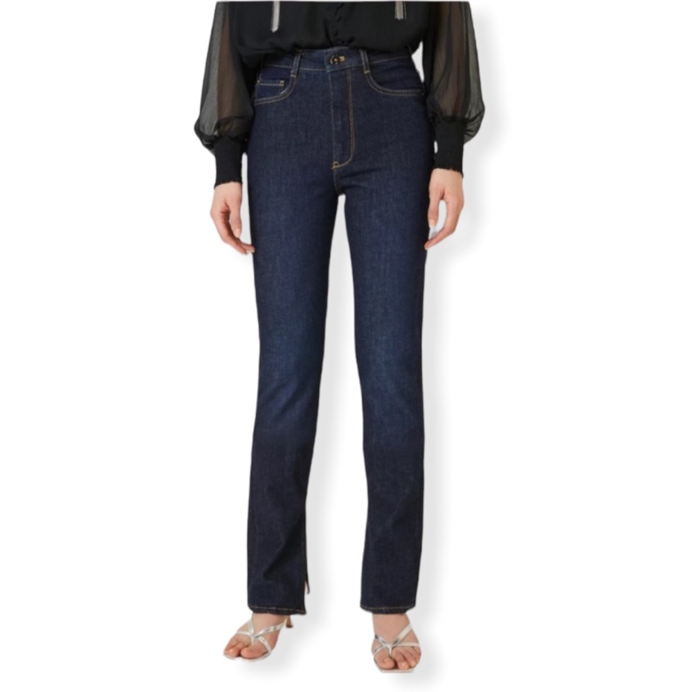 NWT Anthropologie Pilcro DarkThe Split Straight Leg Jeans Ultra High Rise / 26